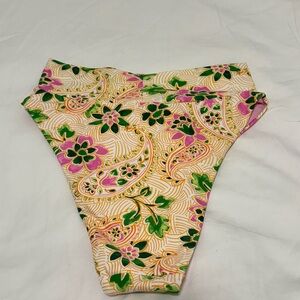 Aerie Floral High Waisted Bikini Bottoms - Pink, Green, Yellow